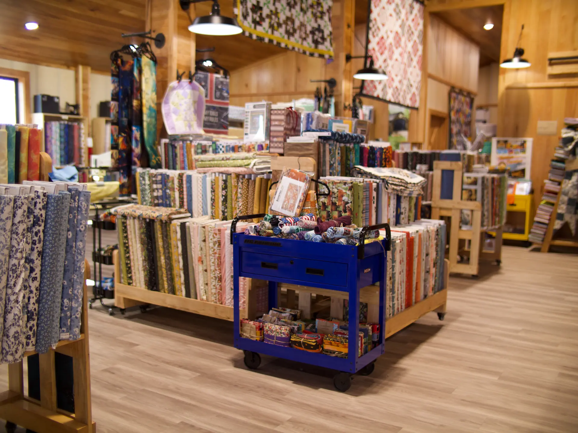 A wide variety of fabrics in the All About Fabrics store